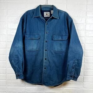 American Blue Authentic Denim Shirt Jacket Mens Medium Blue Fleece Lined Utility